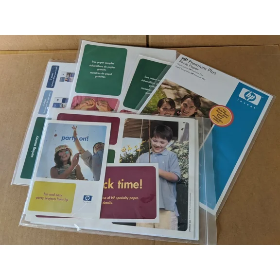 YANI- Lot Of 6 Mixed Hp Inkjet Printer Sample Paper Kits Photo Brochure Flyer Glossy