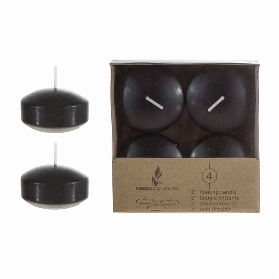 YANI -Mega Candles - Unscented 2 Floating Disc Candles - Black, Set Of 12