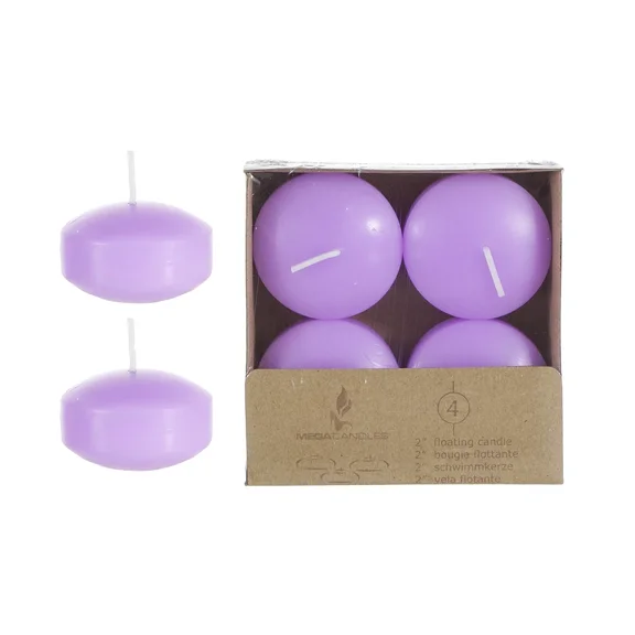 YANI -Mega Candles - Unscented 2 Floating Disc Candles - Lavender, Set Of 12