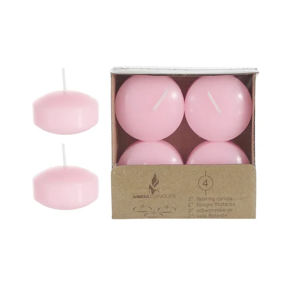 YANI -Mega Candles - Unscented 2 Floating Disc Candles - Pink, Set Of 12