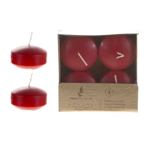 YANI -Mega Candles - Unscented 2 Floating Disc Candles - Red, Set Of 12