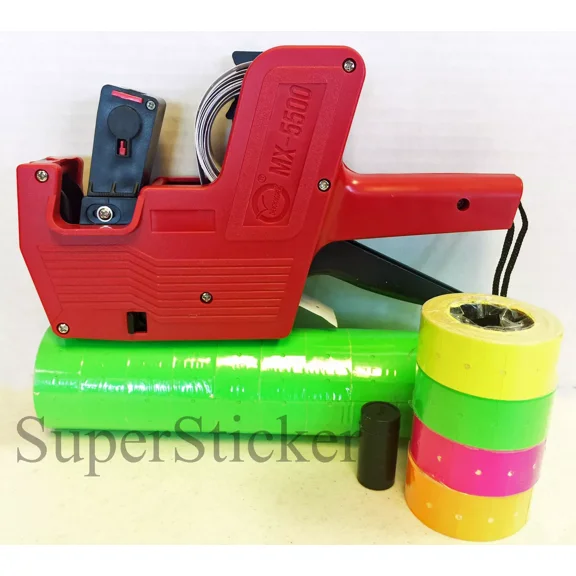YANI -Mx-5500 8 Digits Price Tag Gun Labeler Labeller + 5000 Green Labels + Free Gift