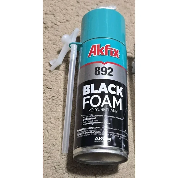 YANI -New Akfix 892 Black Foam Polyurethane Sealant Uv Resistant 12Oz Can W Straw + Gl