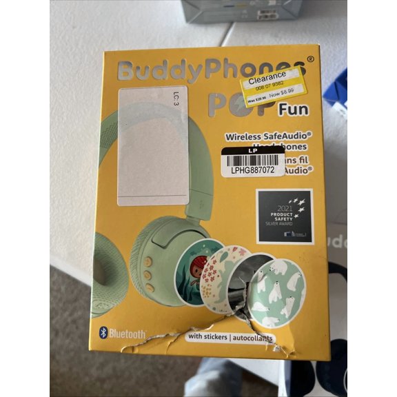 YANI- New Buddyphones Pop Fun Wireless Safeaudio Headphones With Stickers, Green