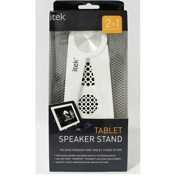 YANI- New In Box Itek Tablet Folding Speaker And Tablet Stand In One White