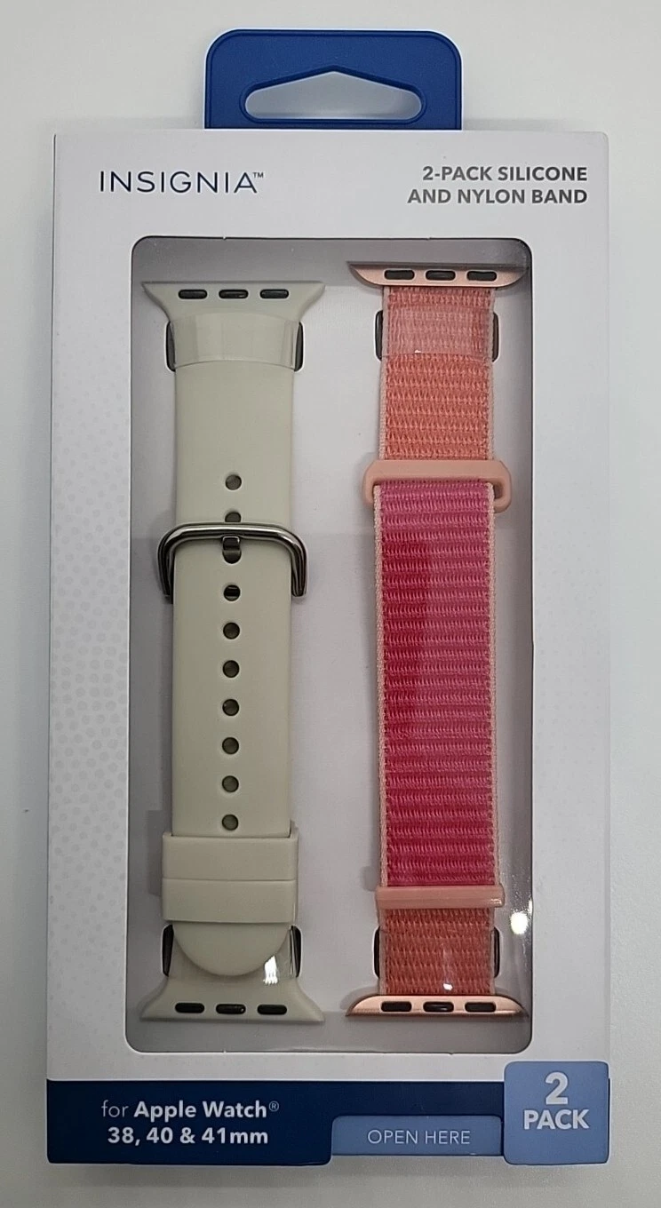YANI- New Pink Apple Watch Band Nylon & Creme Silicon 38/40/41Mm All Series 2-Pack