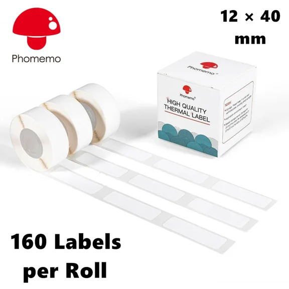 YANI- Phomemo 3 Rolls Circle White Square 12 X 40 Mm Self-Adhesive Thermal Labels