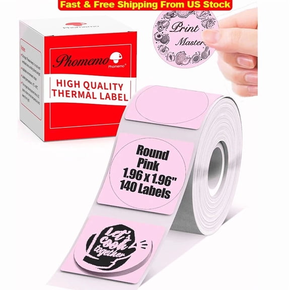 YANI- Phomemo Round 140Pcs/Roll Thermal Label Paper 50Mm For M110/M120/M220 Printer Us