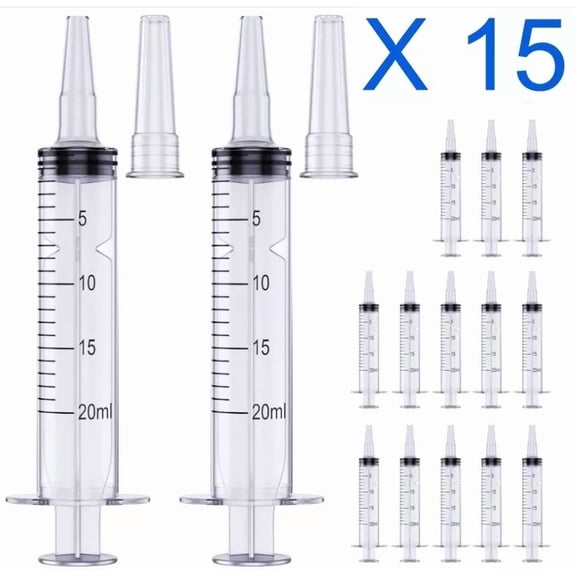 YANI -Plastic Syringes Without Needles 20Ml Syringe 15 Pack Applicator Oil With Cap