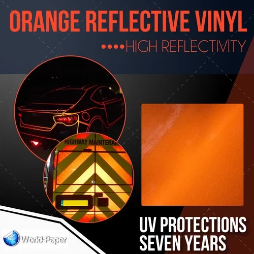 YANI -Reflective Vinyl Adhesive Sign Plotter High Reflectivity 12X 5 Feet Orange