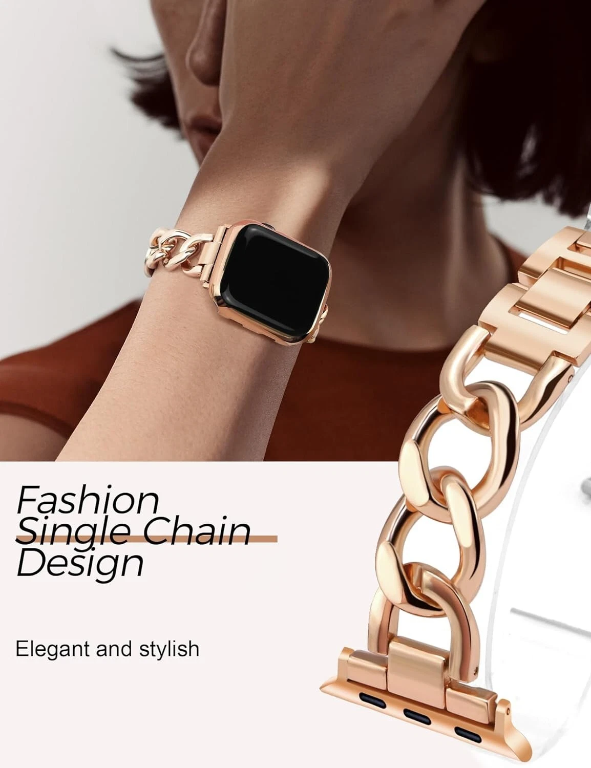 YANI- Rose Gold Watch Bands For Women Compatible With Apple Watch Band 38Mm 40Mm 41Mm