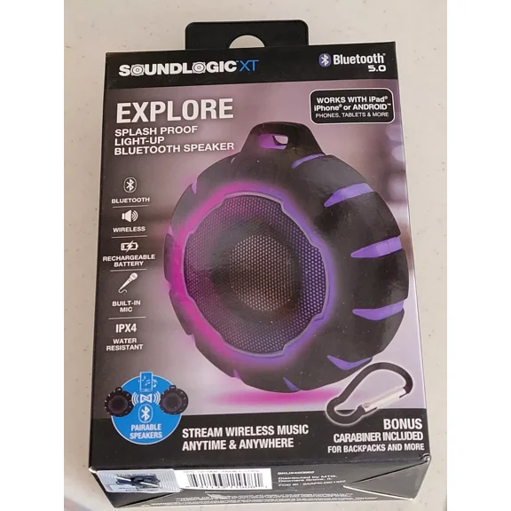 YANI- Soundlogic Xt Explore Splash Proof Light-Up Portable Bluetooth Speaker