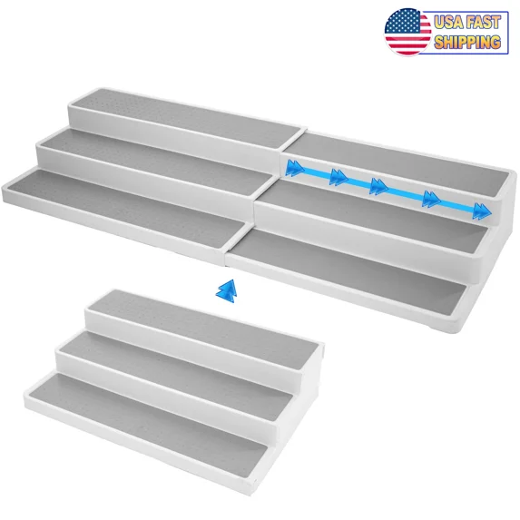 YANI -Spice Rack Organizer 3 Tier Expandable Non Slip Shelf Kitchen Cabinet Cupboards