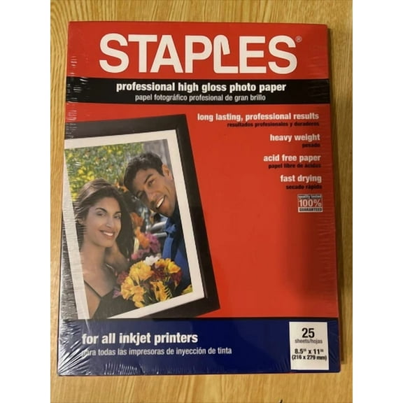 YANI- Staples Professional High Gloss Photo Paper For Inkjet Printers - 25 Sheets