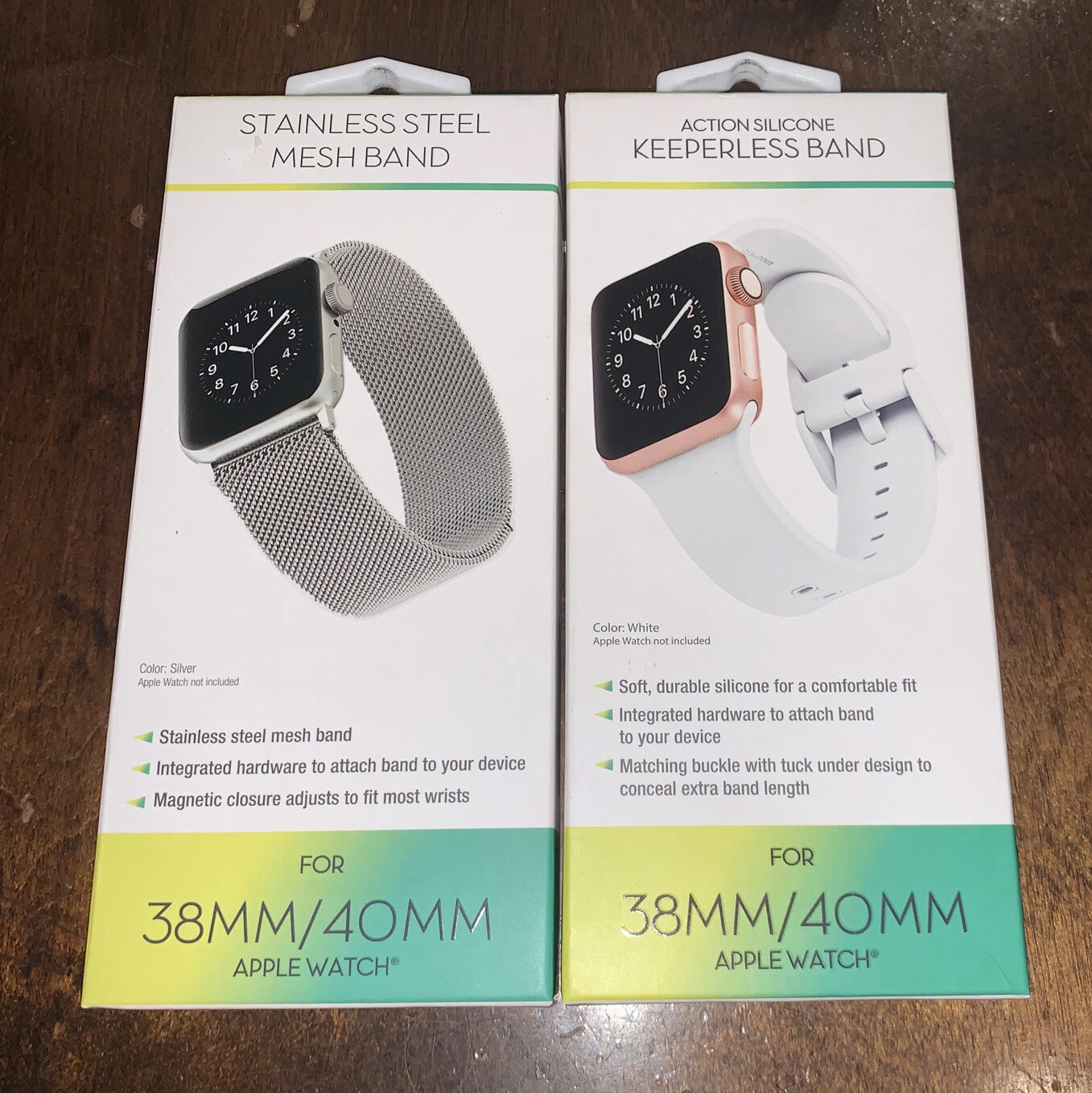 YANI- Withit Silver Stainless Steel And White Silicone Band For 38Mm/40Mm Apple Watch