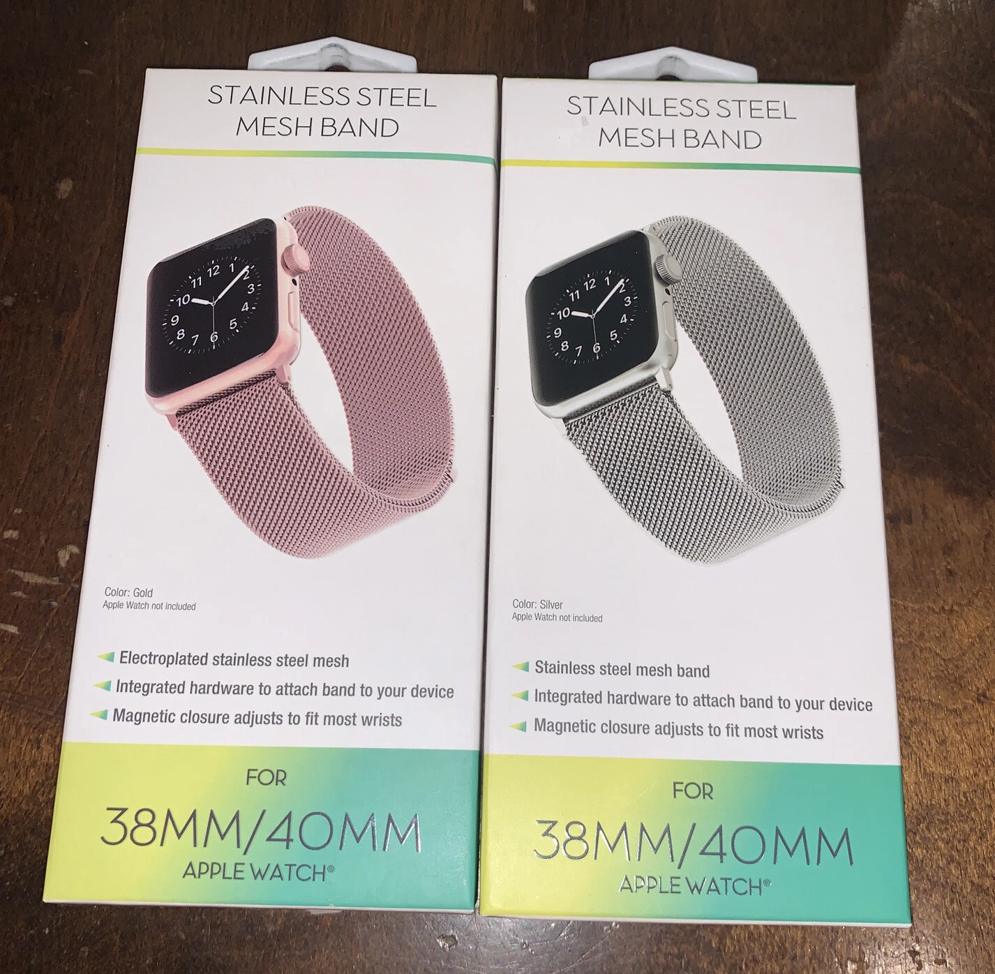 YANI- Withit Stainless Steel Mesh Band For 38Mm/40Mm Apple Watch Rose Gold And Silver