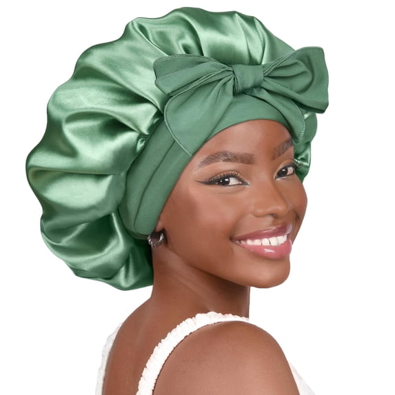 YANIBEST Adjustable Silk Bonnet for Sleeping Women Double Layer Satin Bonnet Reduce Friction Prevent Frizz Natural Curly Hair