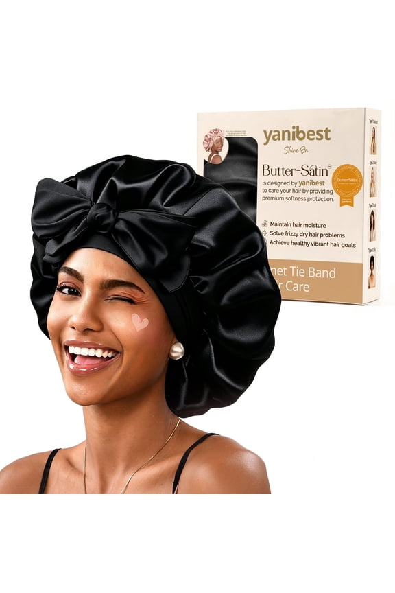 Women Double Layer Adjustable Satin Sleep Cap, Less Friction Anti Frizz Hair Hat for Natural Curly Hair, Ideal Gift Pick