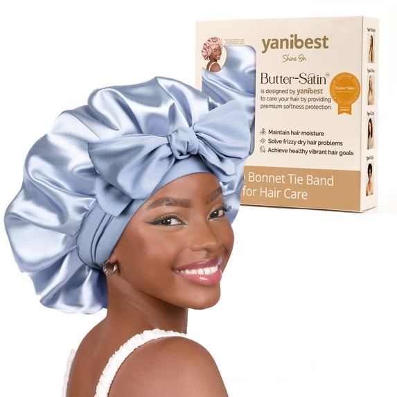 YANIBEST Adjustable Silk Bonnet for Sleeping Women Double Layer Satin Bonnet Reduce Friction Prevent Frizz Natural Curly Hair