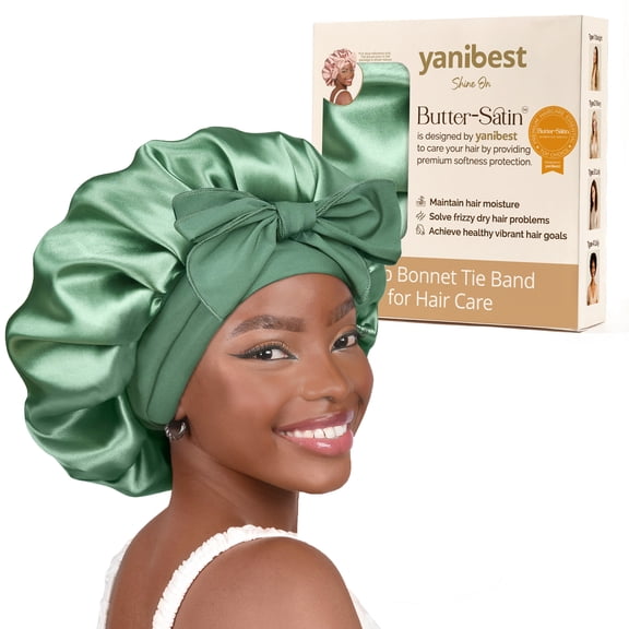 YANIBEST Adjustable Silk Bonnet for Sleeping Women Double Layer Satin Bonnet Reduce Friction Prevent Frizz Natural Curly Hair