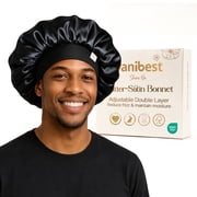 YANIBEST Double Layer Satin Bonnet for Men&Women Reduce Friction Prevent Frizz,Soft Sleep Cap for Natural Curly Hair