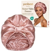 YANIBEST Double Layer Adjustable Satin Bonnet for Sleeping Natural Curly Hair,Reduce Frizz