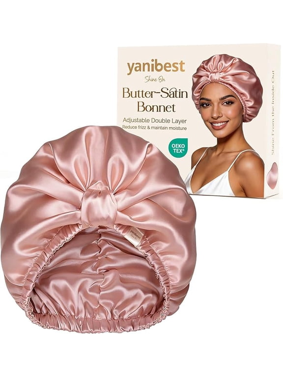 Double Layer Adjustable Satin Bonnet for Sleeping Natural Curly Hair,Reduce Frizz