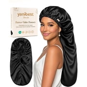 YANIBEST Satin Sleep Bonnet;Extra Double Layer Long Adjustable Hair&Bonne for Braids Locs,Curls