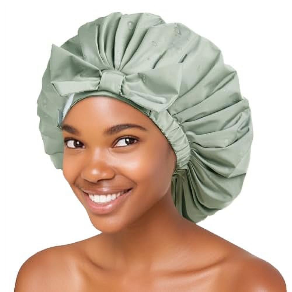 YANIBEST Shower Cap for Women 100 Waterproof Reusable Shower Cap for Long Braids Hair Nonslip