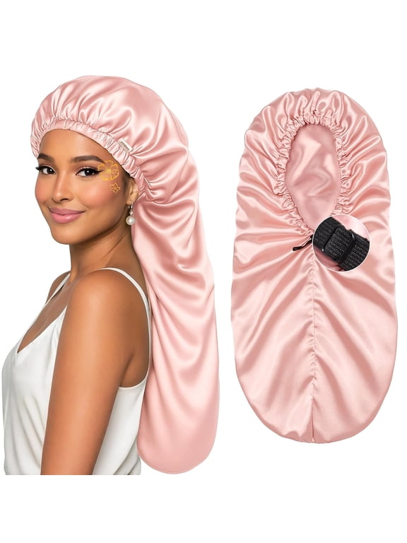 Satin Sleep Bonnet;Extra Double Layer Long Adjustable Hair&Bonne for Braids Locs,Curls