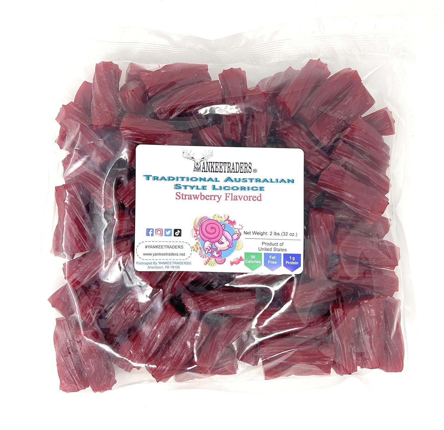 YANKEETRADERS® Australian Style Red Strawberry Licorice, 2 lbs.