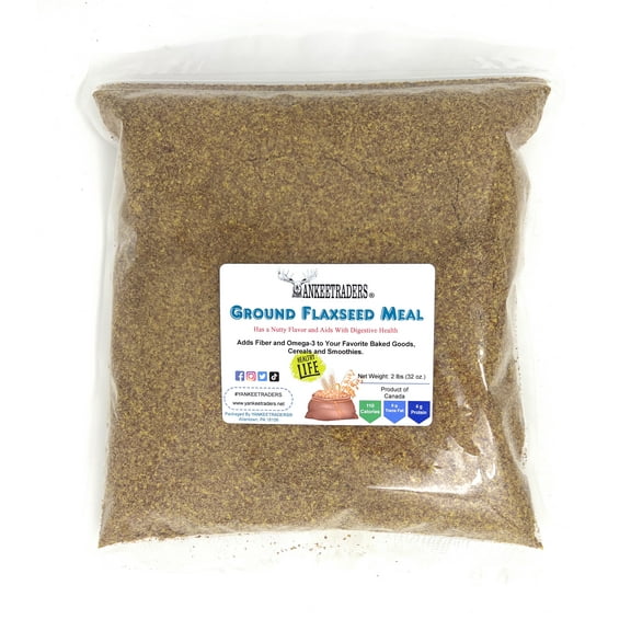 YANKEETRADERS Ground Flax Seed Meal, Healthy, All Natural, 2 Pound Bag
