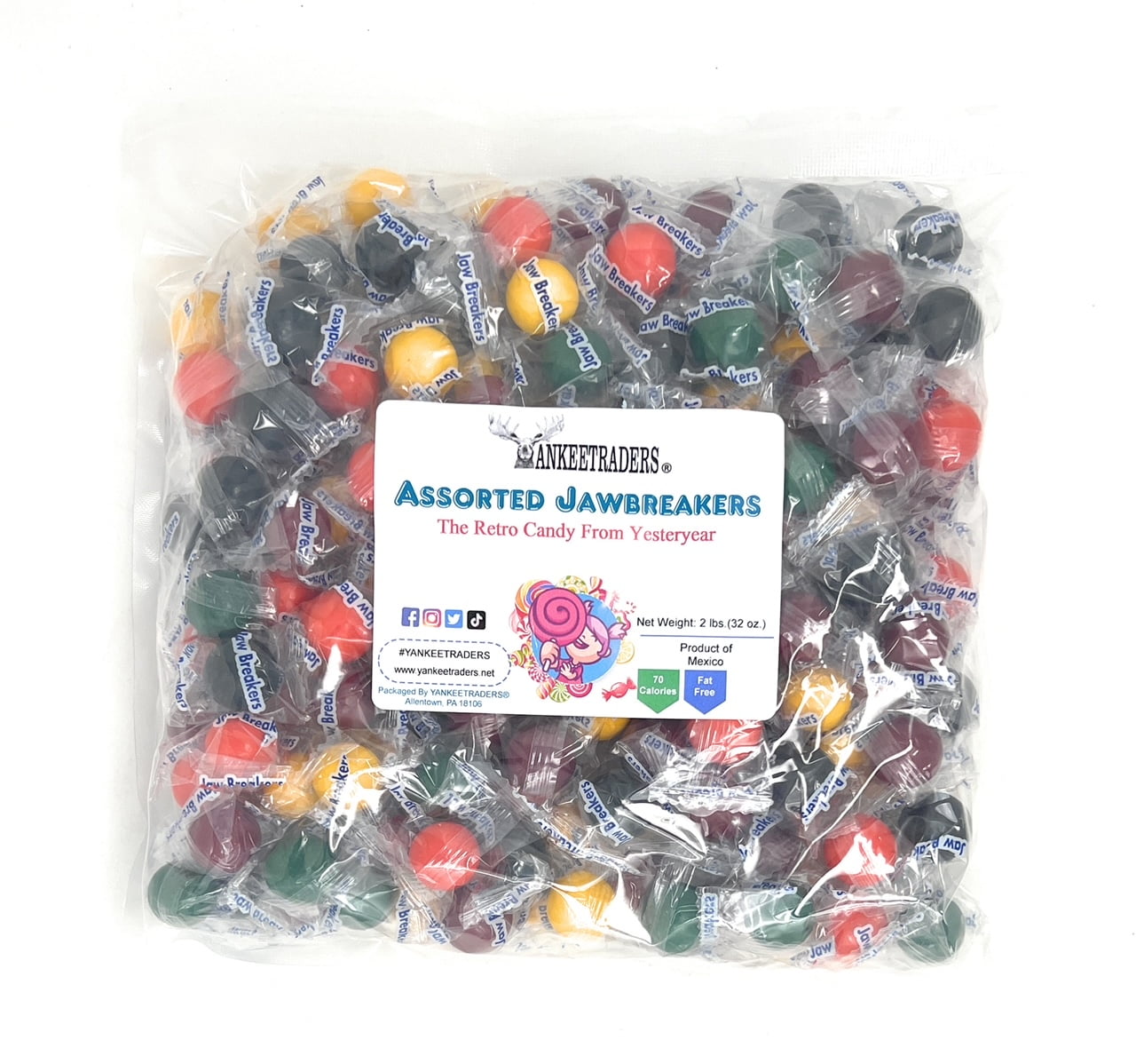 YANKEETRADERS Jawbreakers, Assorted Flavor Giant Bag, 80 oz.