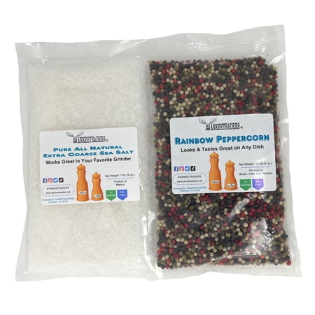 YANKEETRADERS Rainbow Peppercorn Blend & Sea Salt Packs for Mill Grinders