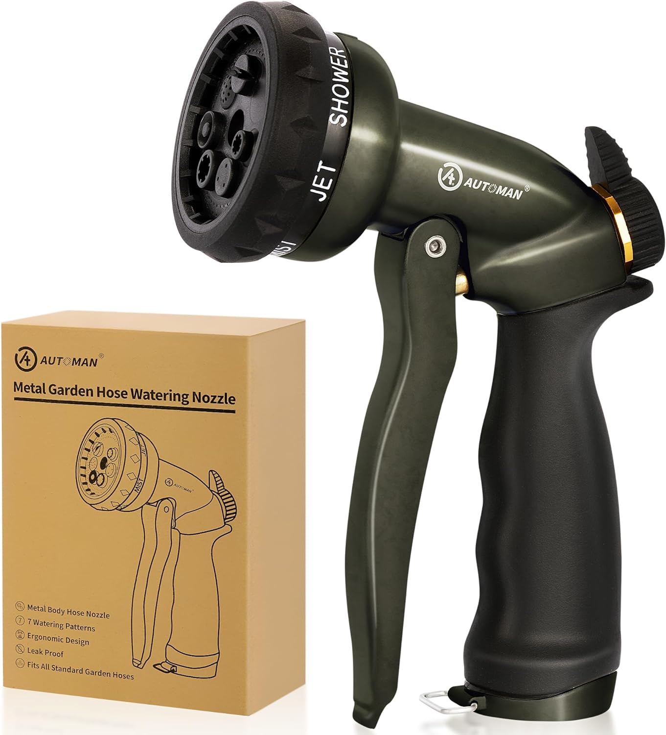 YANLIN-Garden Hose Nozzle - 7 Patterns Sprayer, 100% Metal High ...