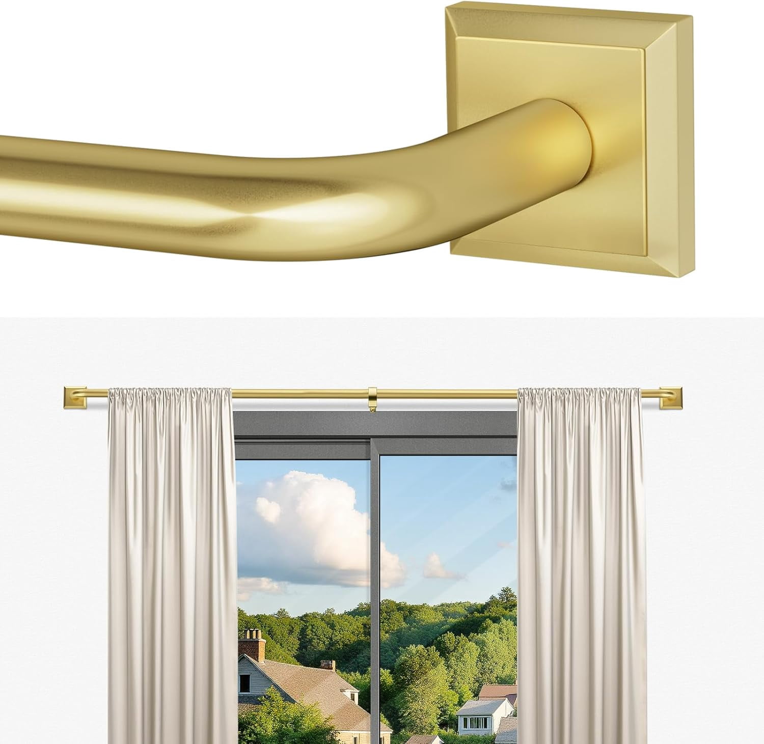 Self Return Rods YANLIN-Gold Curtain Rods for Windows 28-48Inch Heavy Duty French Return ...