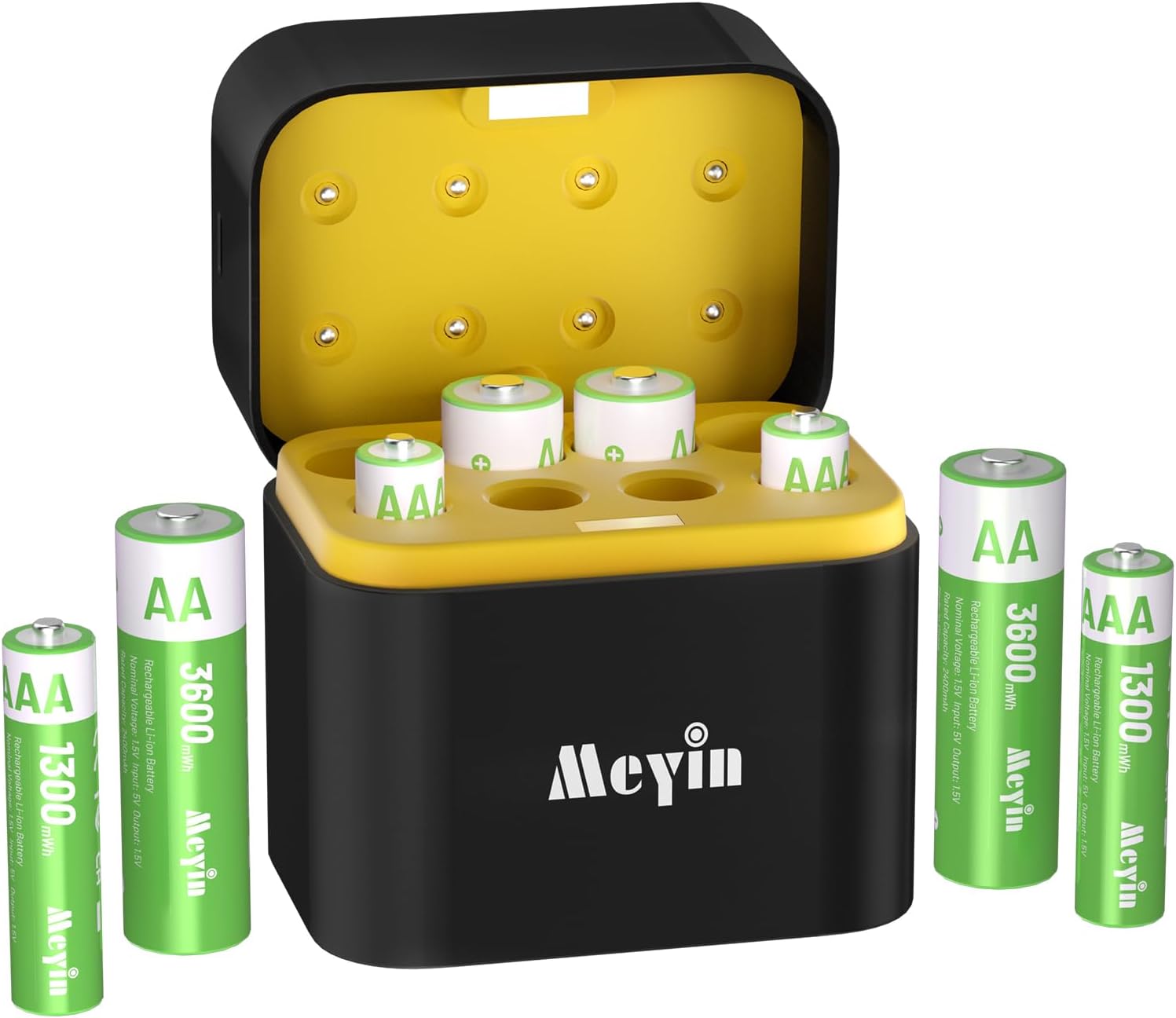 YANLIN-Rechargeable 8-Slot Lithium Battery Charger with 4 AA & 4 AAA ...