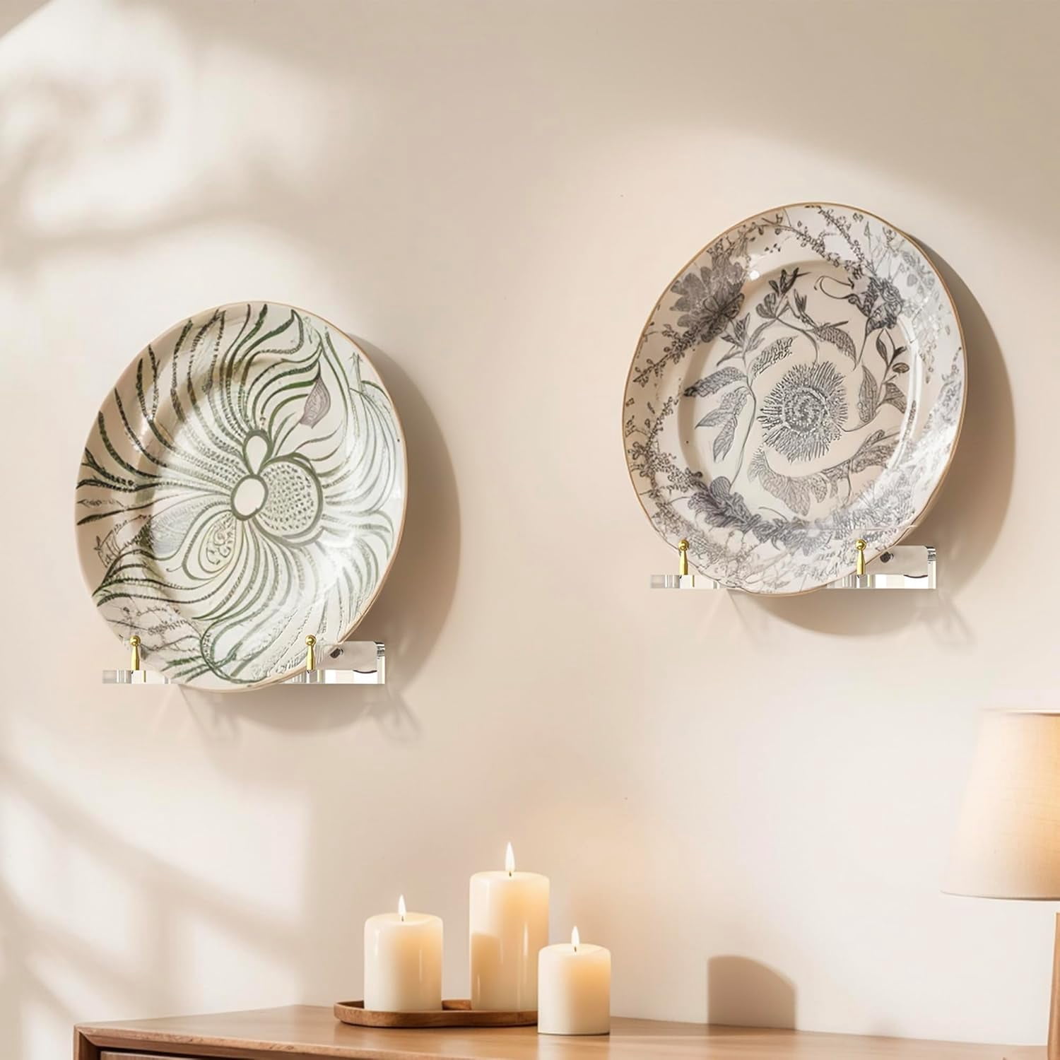 YANLIN-Wall-Mount Acrylic Display Shelf for Plates, Acrylic Plate Stand ...