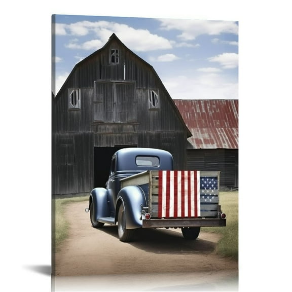 YANMS American Flag Canvas Prints Wall Art Decor - Patriotic Theme for Living Room Bedroom Home Office - 16x20 in / 12x16 in