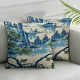 thumbnail image 1 of YANMS Asian Scenic Pillow in Blue and Green Lumbar Decorative Pillow Chinoiserie Pillow Cover Cushion Cover,2 pcs White, 1 of 6