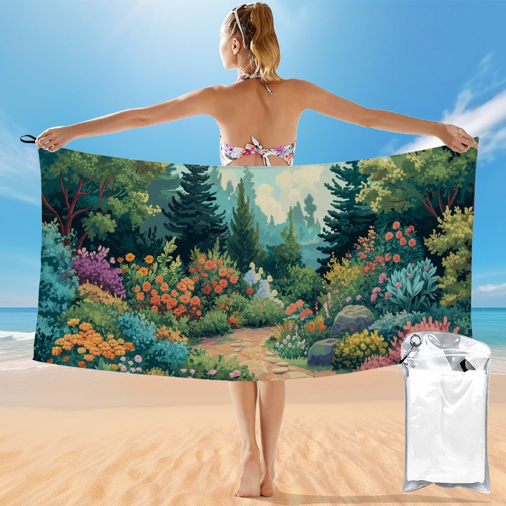 YANMS Blue Midnight Spring Botanical Flower Garden Quick Dry Bath Towel