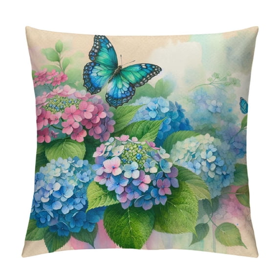 YANMS Pillow Covers Blue Hydrangea Flowers Home Spring Pillows Decorative Throw Pillows Floral Pillowcase Summer Decorations rmhouse Decor for White