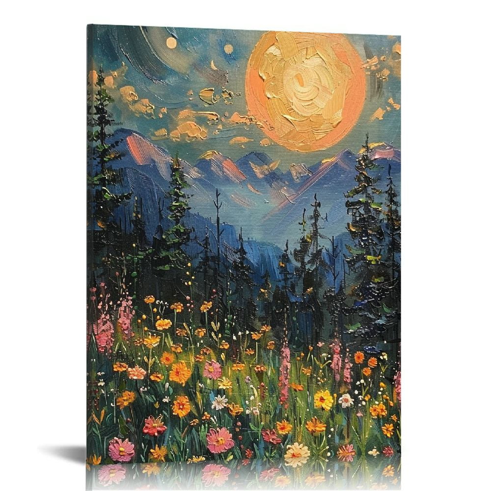 Mystical Full Moon Woodland Canvas Print, 12x16 Inch