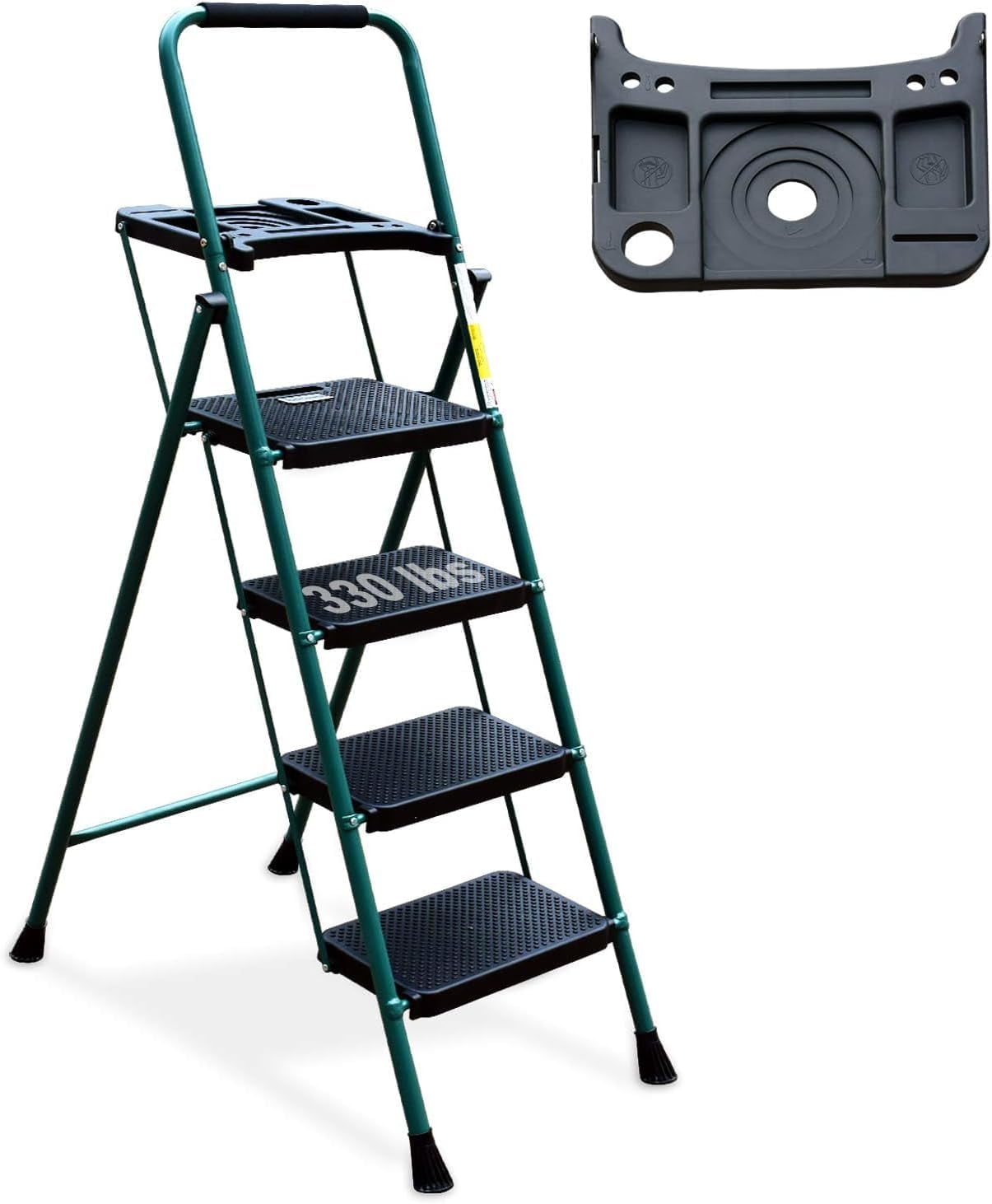 YANPO 4 Step Ladder with Tool Platform, 330lbs Capacity Folding Step