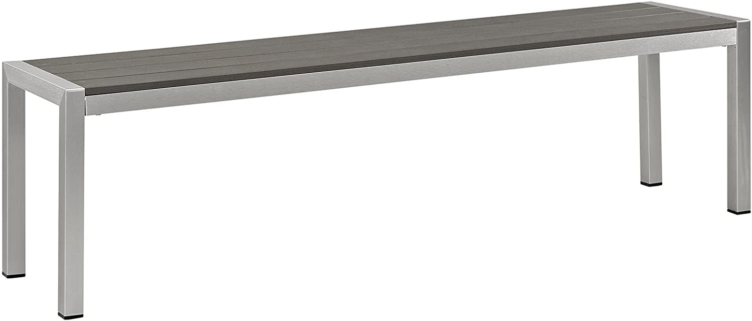 Sleek Minimalist Industrial Silver Gray Aluminum Outdoor Bench