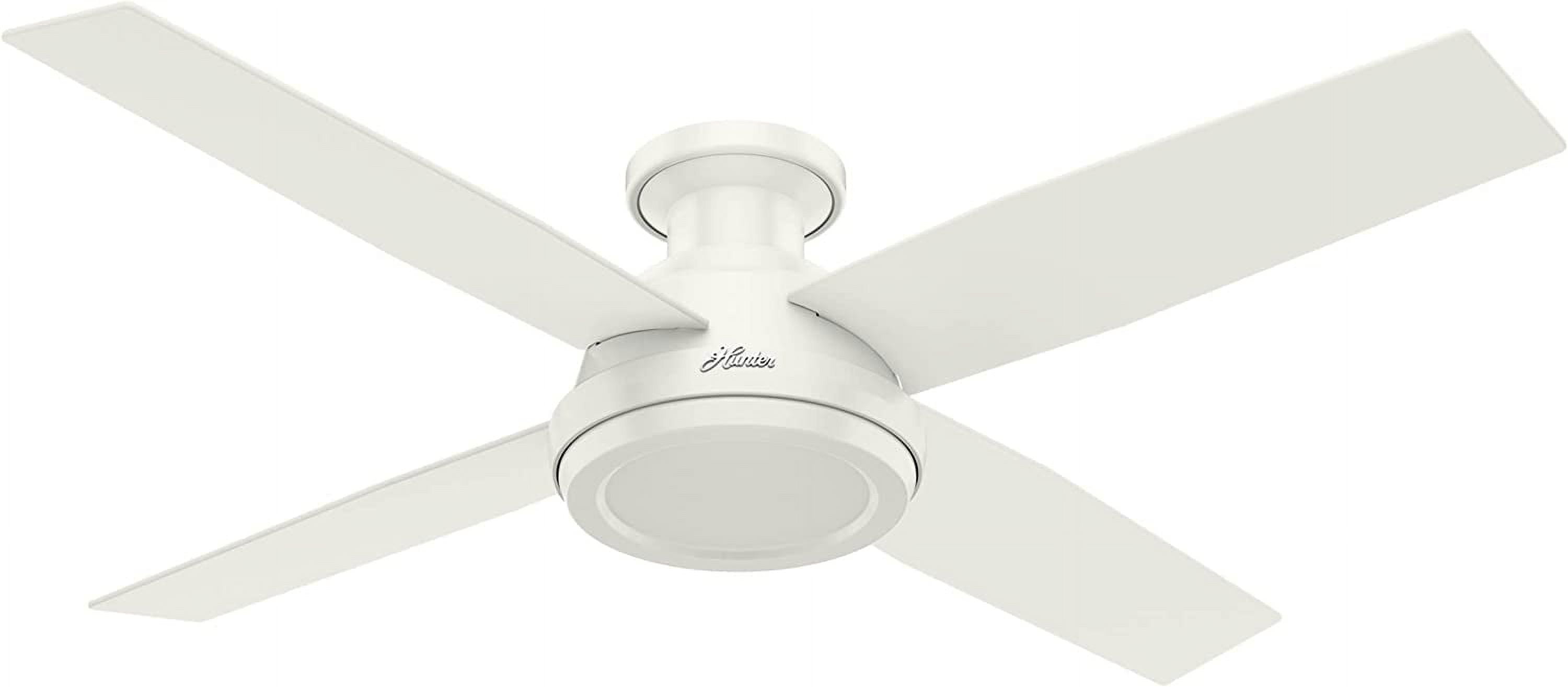 Dempsey 52" Fresh White Low Profile Ceiling Fan with Remote & Lighting