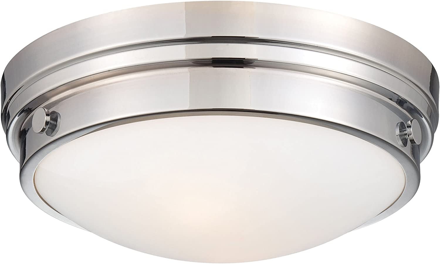 Circular Chrome 13" Flush Mount Ceiling Light with Clear and White Glass