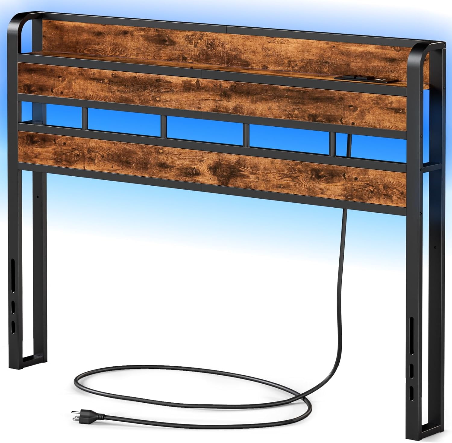 YANRUI Queen Headboard with Storage Shelf,Headboards with RGB LED Light