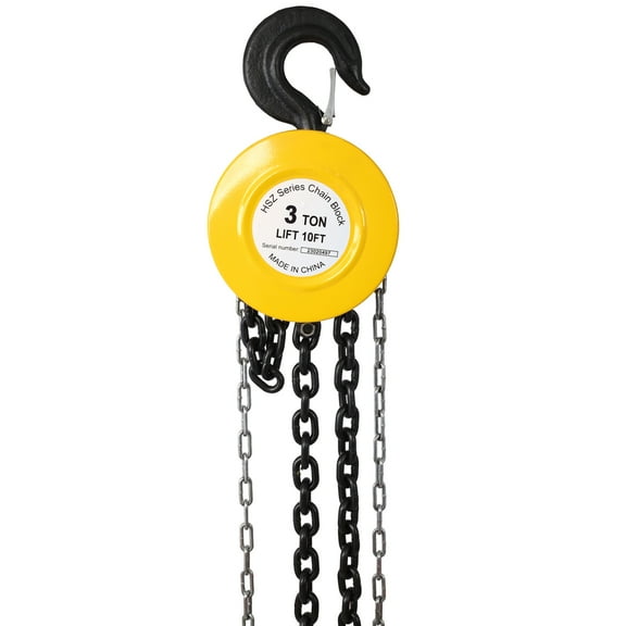 YANSHE Hand Chain Hoist 3 Ton 6600LBS 10 FT Manual Chain Puller Hoist With 2 Heavy Duty Hooks, Premium Brakes, Ergonomic Rubber Handle Manual Chain Hoist