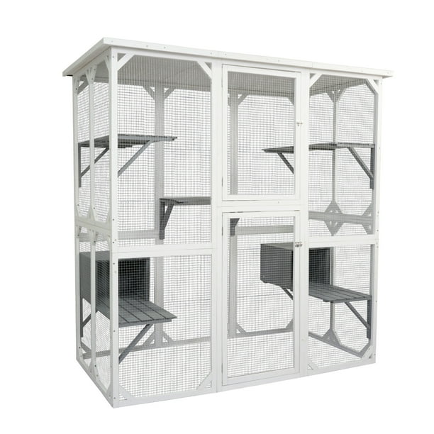 YANSHE Large Wooden Cat Cage With Platforms Small House Play Run Enclosure Indoor Cats Window Kennel For Playing And Running Waterproof Roof Walmart Business Supplies